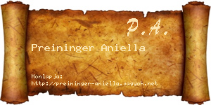 Preininger Aniella névjegykártya